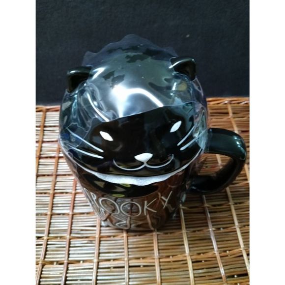 Rae Dunn Artisan Collection by Magenta SPOOKY Decorative Mug With‎ Lid Black - Picture 2 of 6